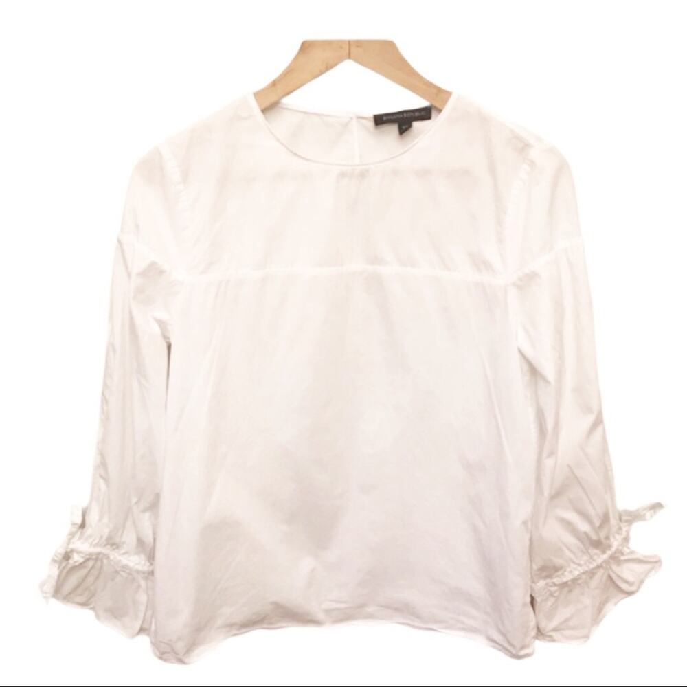 Banana Republic Split Sleeve White Blouse XS Womens Classic Minimalist